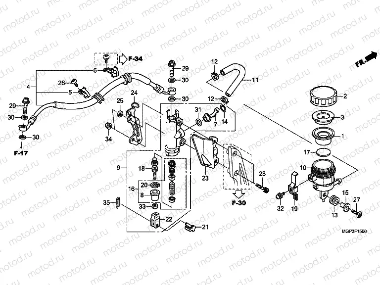 F-15 REAR BRAKE MASTER CYLINDER (CBR1000RR / S)