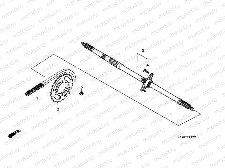 F-15 REAR WHEEL AXLE / DRIVE CHAIN