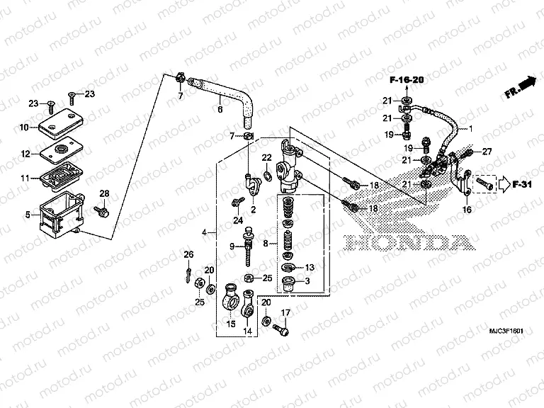 F-16-1 REAR BRAKE MASTER CYLINDER (CBR600RA)