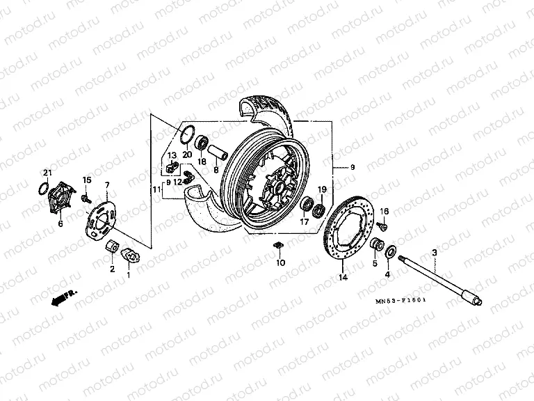 F-16-1 REAR WHEEL (GL1500L / AM / SEM / AN / SEN)