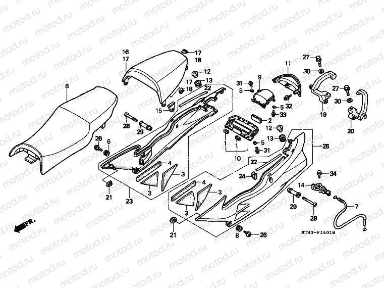 F-16-1 SEAT / REAR ENGINE COVER (VFR750FR / FS / FT / FV)