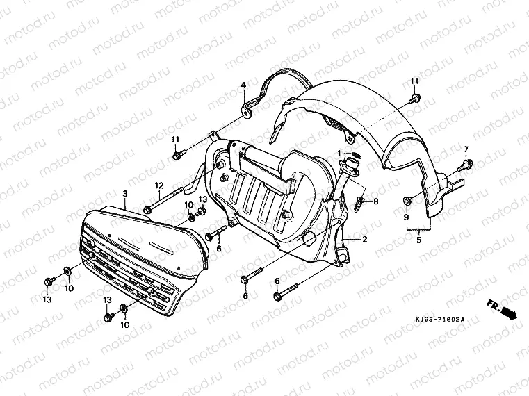 F-16-2 REAR FENDER / OFF. EXHAUST DRUM (CH125J / L / M / N / P / R)
