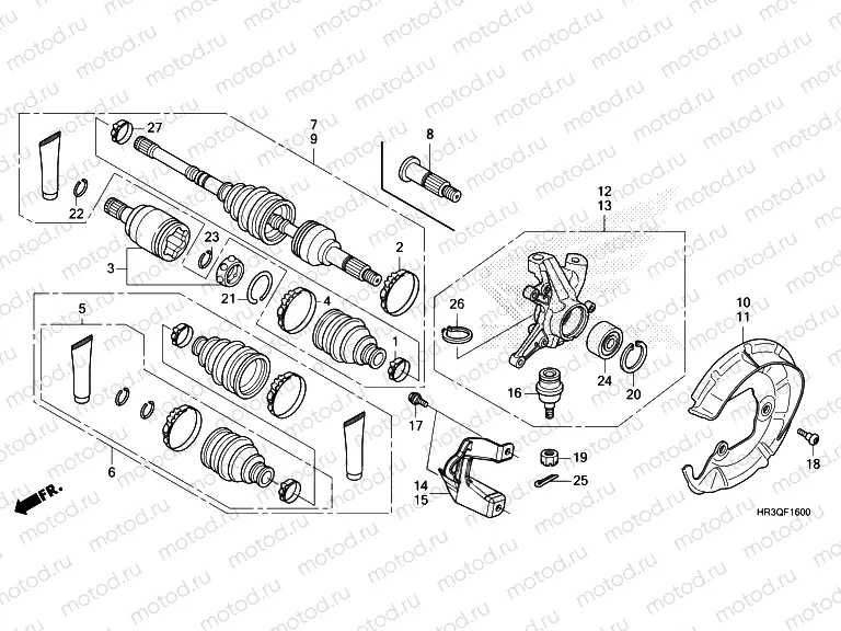 F-16 FRONT KNUCKLE/DRIVESHAFT