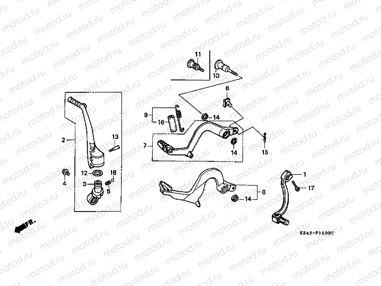 F-16 PEDAL / PUSHING ARM LEVER