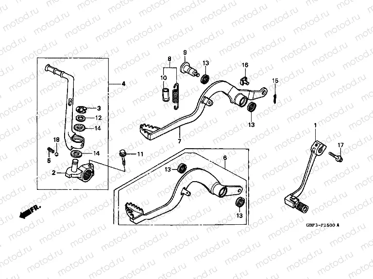 F-16 PEDAL / PUSHING ARM LEVER