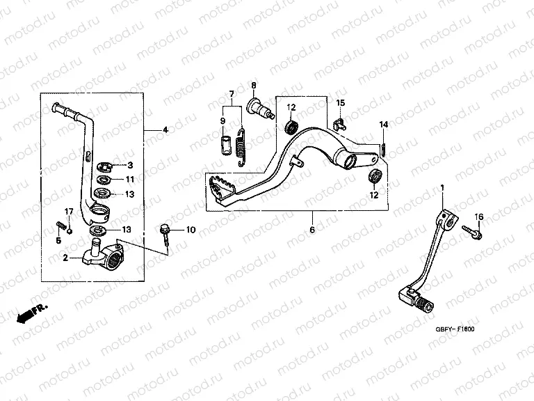 F-16 PEDAL / PUSHING ARM LEVER