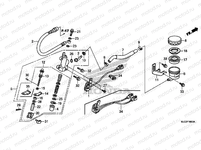 F-16 REAR BRAKE MASTER CYLINDER