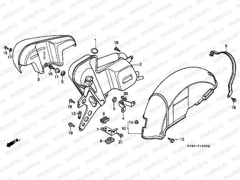 F-16 REAR FENDER / OFF. EXHAUST DRUM (CH125E)