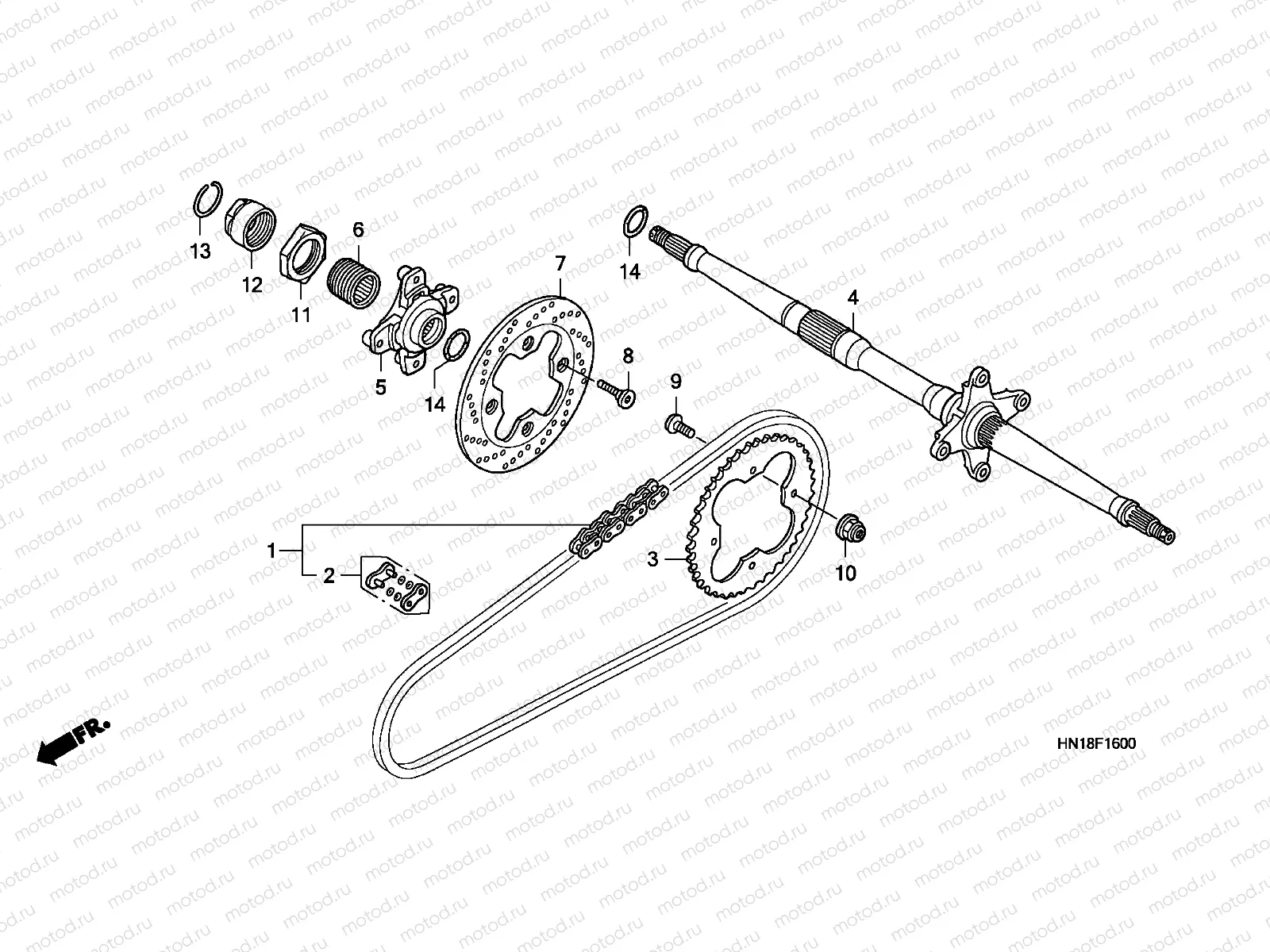 F-16 REAR WHEEL AXLE / DRIVE CHA IN