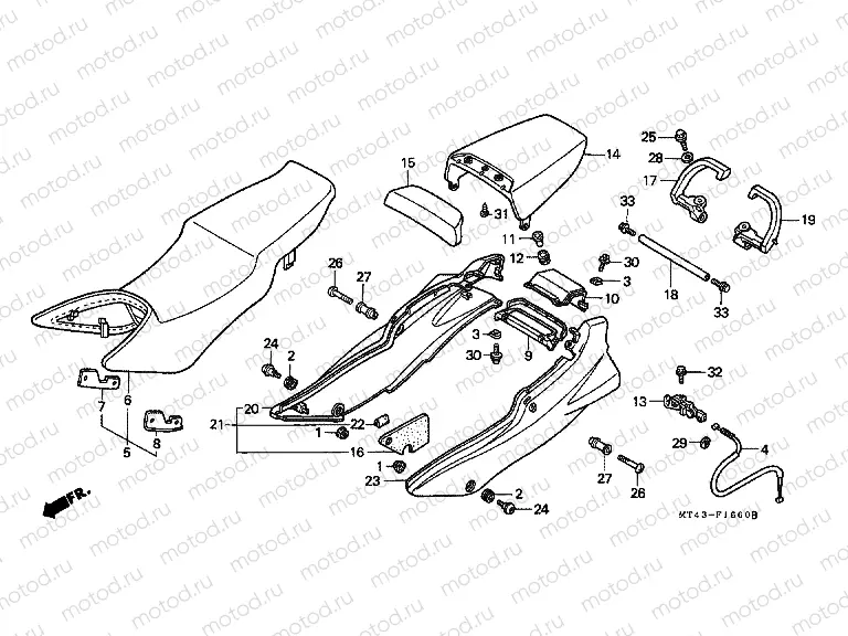 F-16 SEAT / REAR ENGINE HOUSING (VFR750FL / FM / FN / FP)