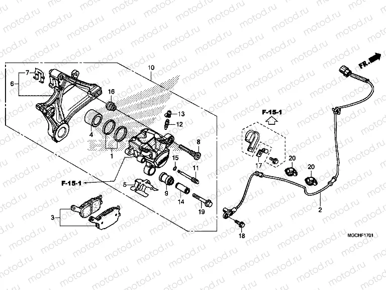 F-17-1 REAR BRAKE CALIPER (CB1100NA / NAD)