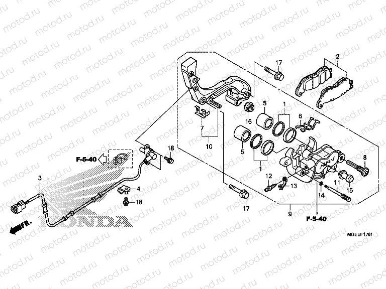 F-17-1 REAR BRAKE CALIPER (VFR1200F) buy cheap online