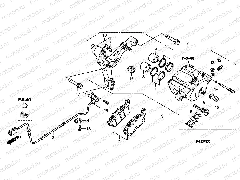 F-17-1 REAR BRAKE CALIPER (VFR1200FD)