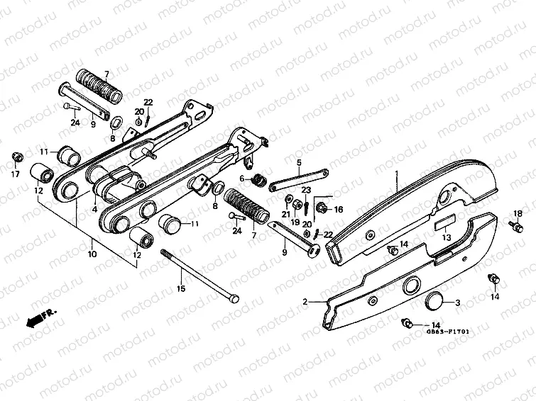 F-17-1 REAR FORK / CHAIN ​​CABINET (C90E / MF / G / MG / N / MN)