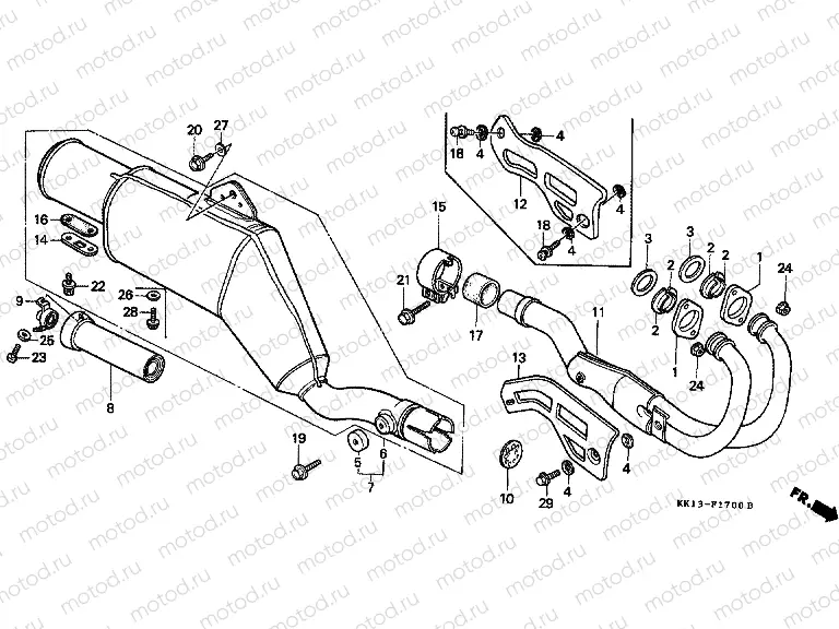 F-17 EXHAUST DRUM (XR250RE / RF / RG / RH / RJ / RK)
