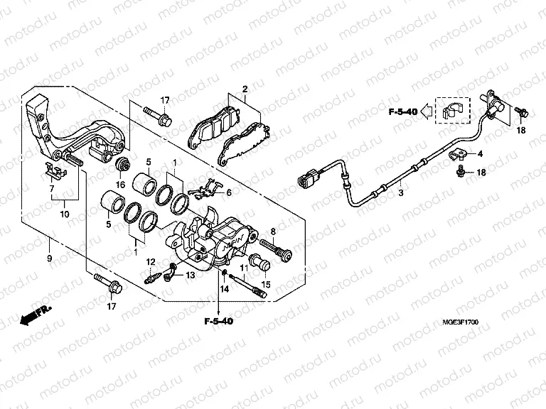 F-17 REAR BRAKE CALIPER (VFR1200F)