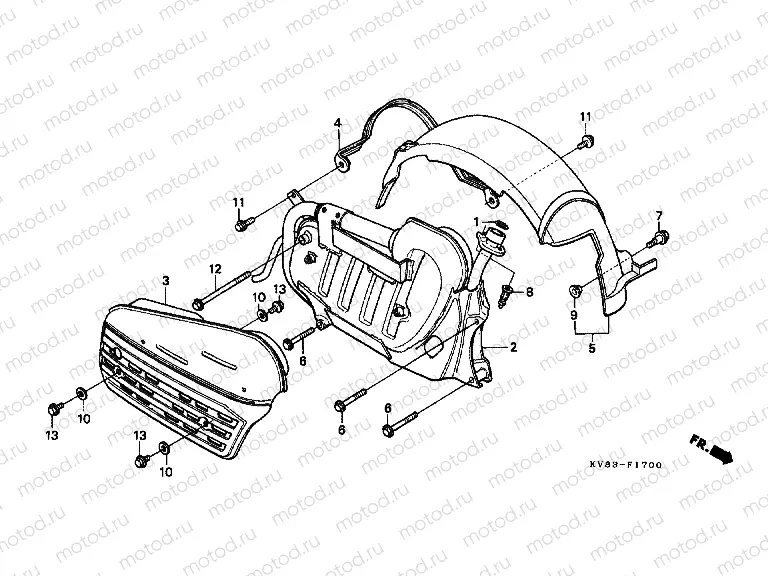 F-17 REAR FENDER / EXHAUST DRUM
