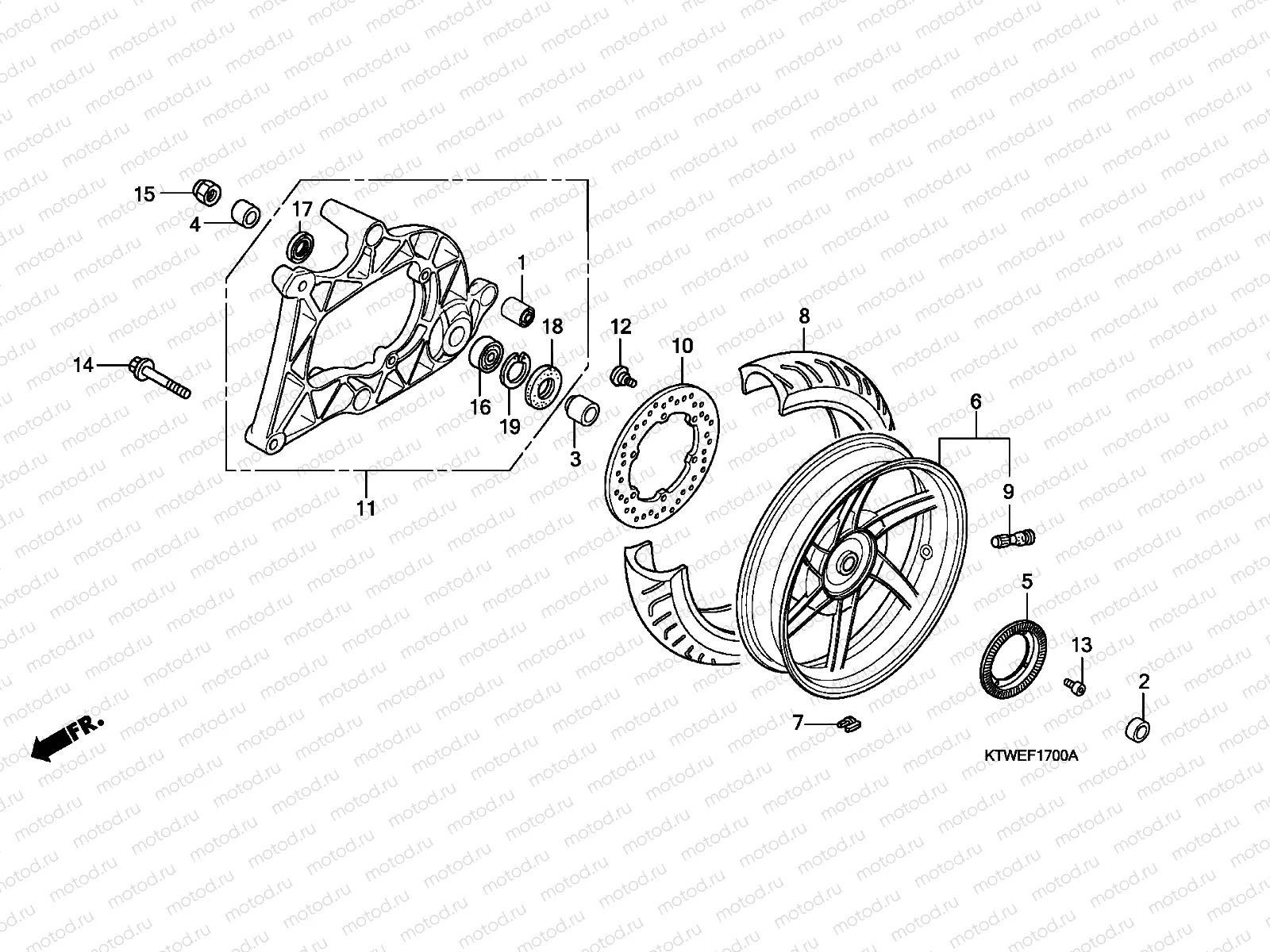 F-17 REAR WHEEL/SWINGARM