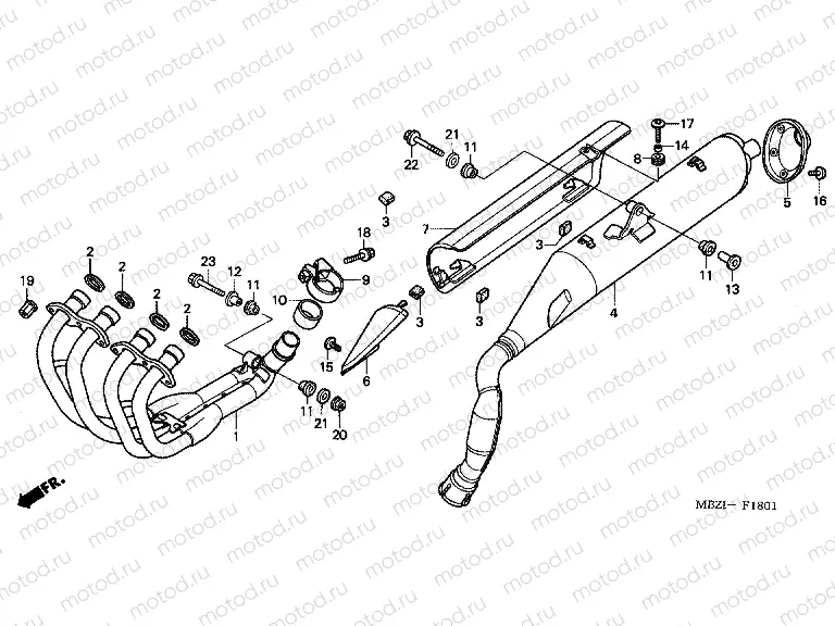 F-18-1 EXHAUST DRUM (CB600F3 / 4/5/6)