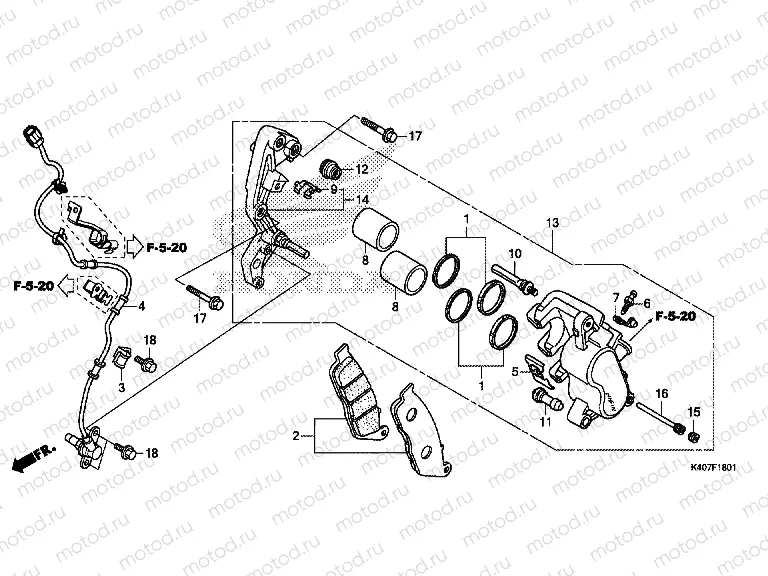 F-18-1 FRONT BRAKE CALIPER (ABS)