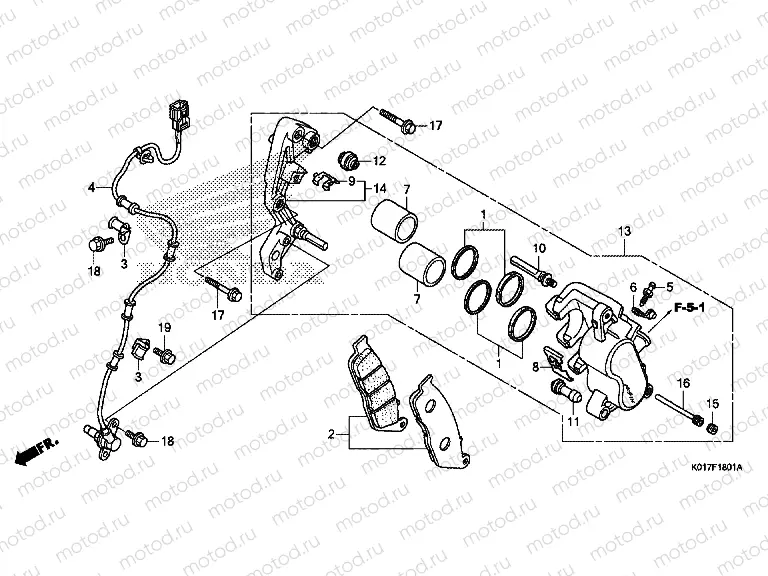 F-18-1 FRONT BRAKE CALIPER (SH125A, AD / SH150A, AD)