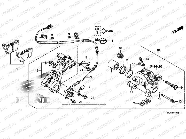 F-18-1 REAR BRAKE CALIPER (CBR600RA)