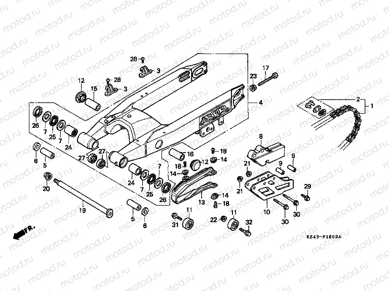 F-18-2 SWING ARM (CR125RP / RR / RS / RT)