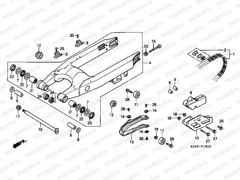 F-18-2 SWING ARM / DRIVE CHAIN