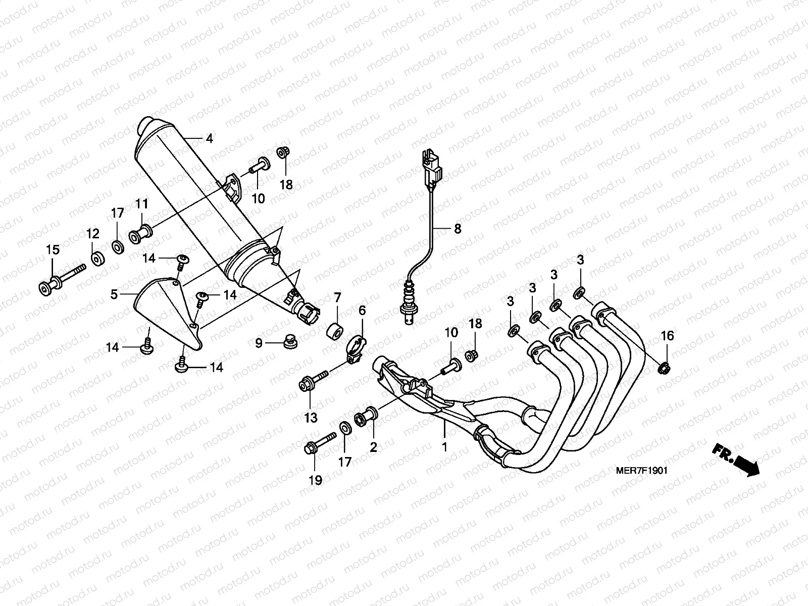 F-19-1 EXHAUST MUFFLER (CBF600S8 / SA8 / N8 / NA8)