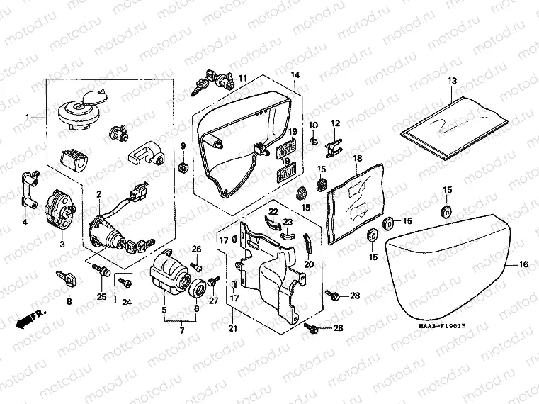 F-19-1 SIDE COVER / KEY KIT (VT1100C2)
