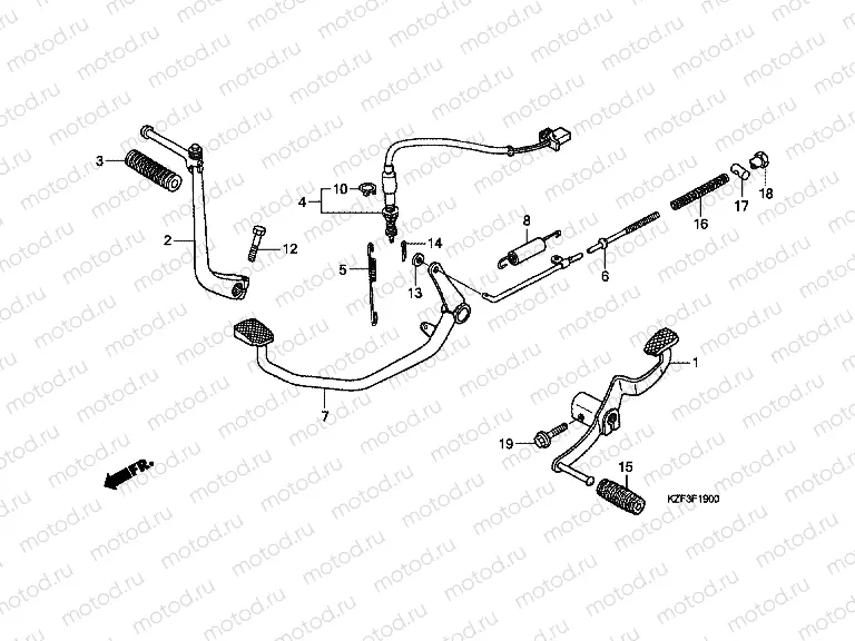 F-19 PEDAL / PUSH LEVER ARM