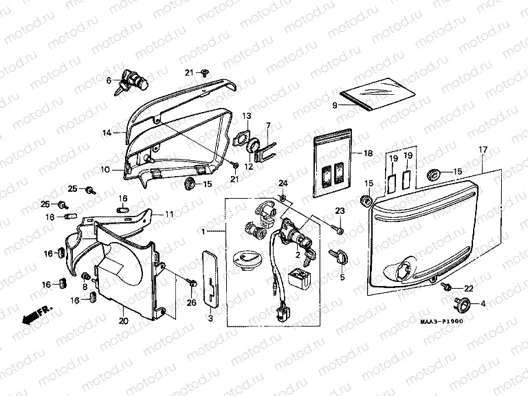 F-19 SIDE COVER / KEY KIT (VT1100C)