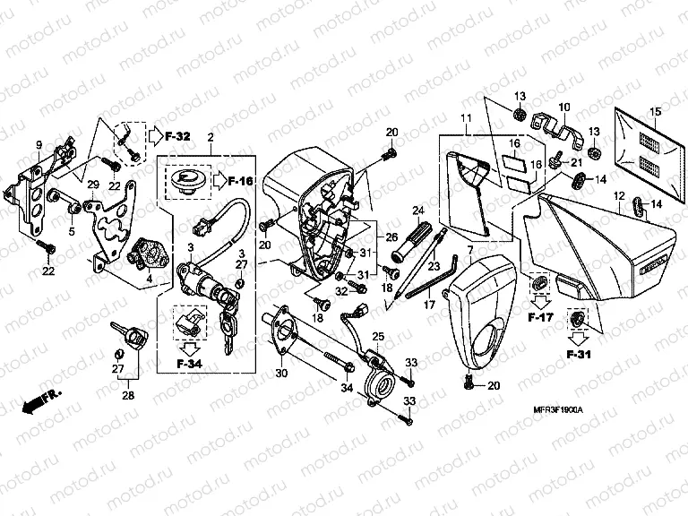 F-19 SIDE COVER / TOOLS / COMBINATION SWITCH