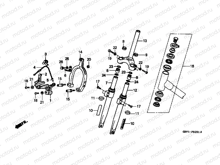 F-2-1 FRONT FORK / FRONT BRAKE CALIPER (2)