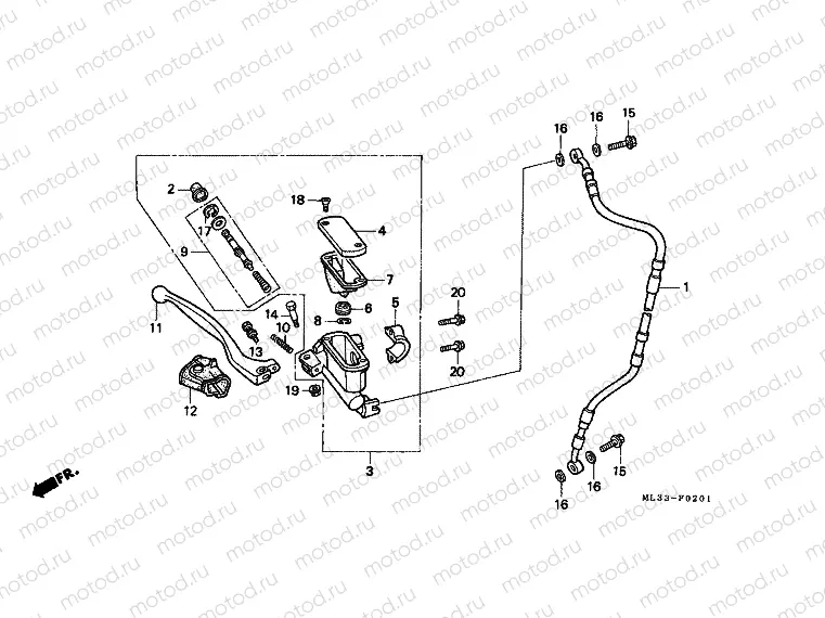 F-2-1 FRONT MASTER CYLINDER (CR500RN / RP / RR / RS / RT / RV)