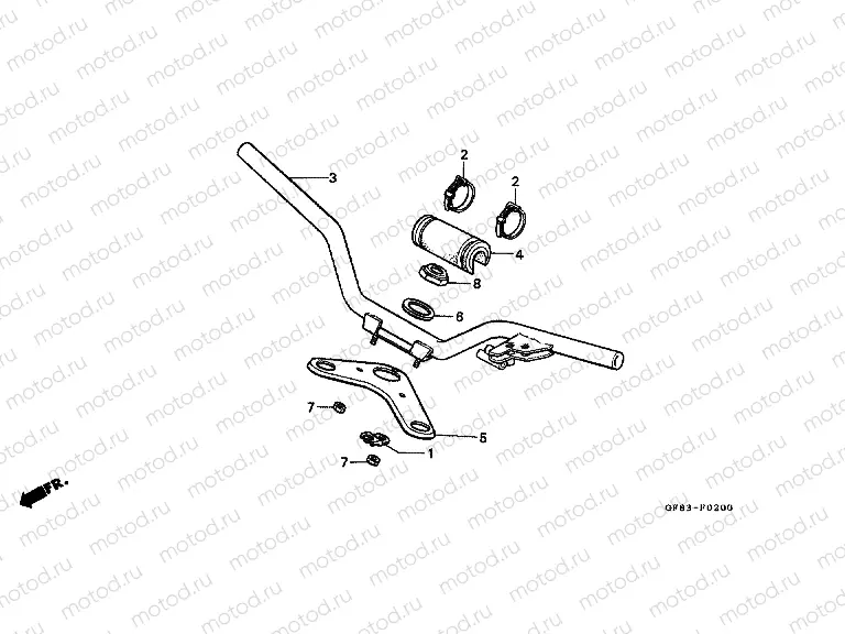 F-2 STEERING BAR TUBE / UPPER BRIDGE