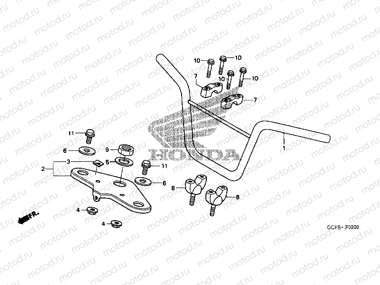 F-2 STEERING BAR TUBE / UPPER BRIDGE