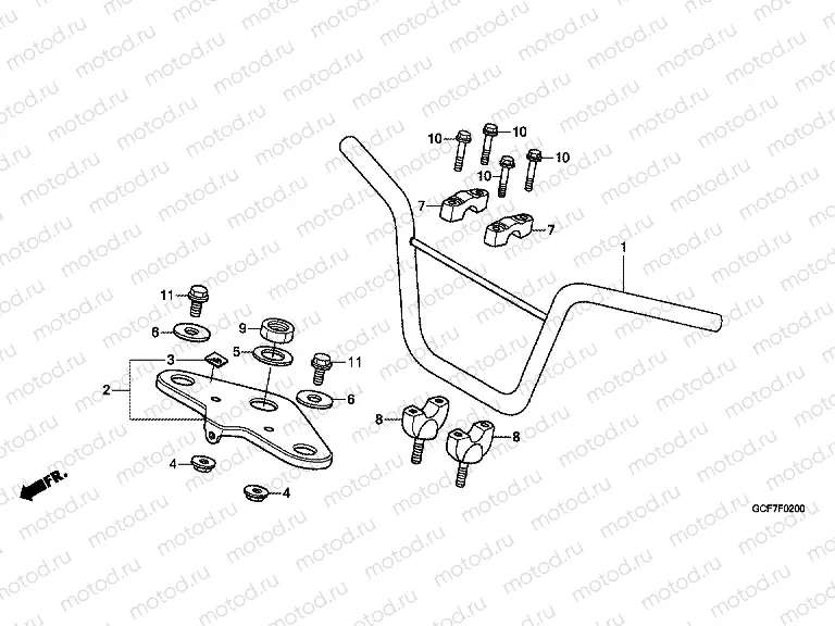 F-2 STEERING BAR TUBE / UPPER BRIDGE