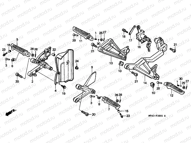 F-20-1 FOOTREST (VFR750FR / FS / FT / FV)