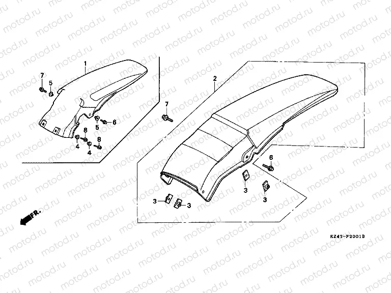 F-20-1 REAR FENDER (EXCEPT CR125RL)