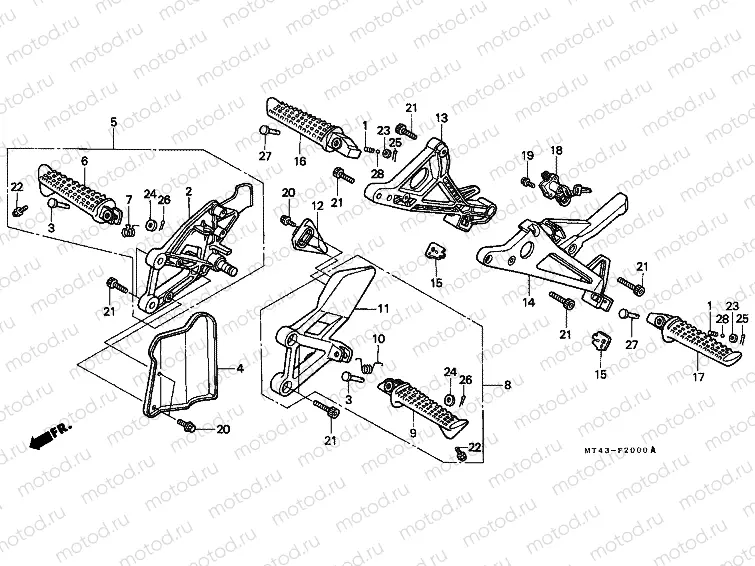 F-20 FOOTREST (VFR750FL / FM / FN / FP)