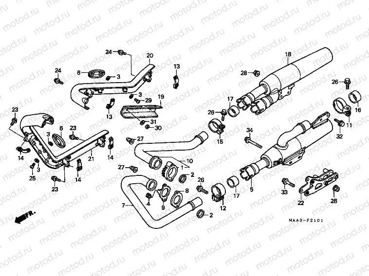 F-21-1 EXHAUST DRUM (VT1100CV)
