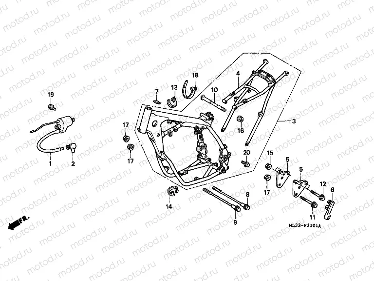 F-21-1 FRAME HOUSING (CR500RN / RP / RR / RS / RT / RV)