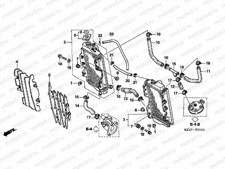 F-21-1 RADIATOR (CR125R5-7)