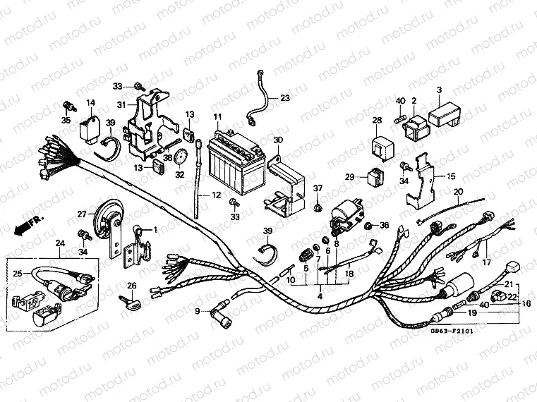 F-21-1 WIRING HARNESS / BATTERY (C90E / G / N)