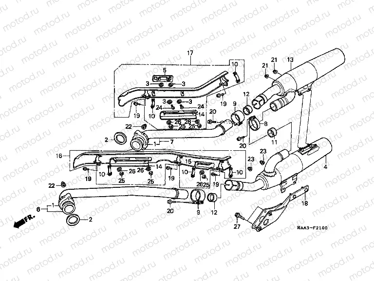 F-21 EXHAUST DRUM (VT1100CS / CT)