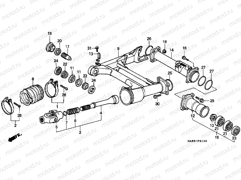 F-21 REAR FORK / PROPELLER AXLE