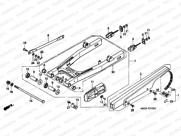 F-21 REAR SWING ARM / CHAIN ​​CABINET