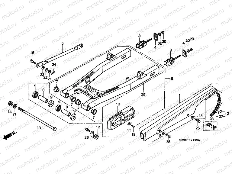 F-21 REAR SWING ARM / CHAIN ​​CABINET