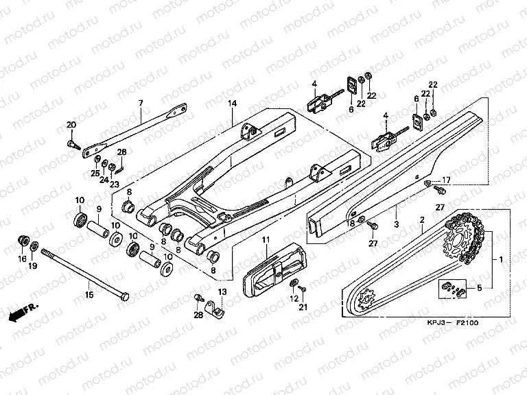 F-21 REAR SWING ARM / CHAIN ​​CABINET